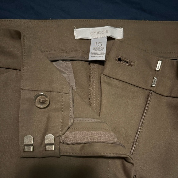 Chico’s dark khaki slacks regular length size 1.5, US size 10 - Picture 3 of 4